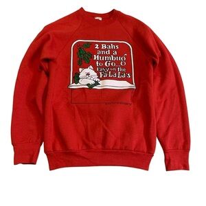 Vintage 1990 Hog Hill Enterprises Christmas Cat Crewneck Sweatshirt Size M